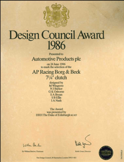 Design Council Award certificate